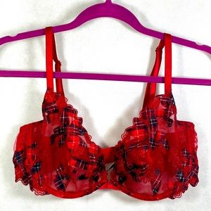 Victoria Secret Lace With Plaid Flowers Bra Academia